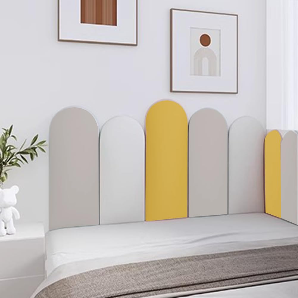 MESOVFCA 3D Upholstered Wall Panels, Peel and Stick Headboard for Kids, Anti-Collision Bed Backsplash Panels