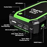 SUHU Car Jump Starter Portable, 800A Peak 12000mAh Safe Lithium Car Battery Starter, 12V Car Auto Battery Booster (Up to 5L Gas/4L Diesel Engine) with Jumper Cables, 2*USB Port &LED Flashlight - 6