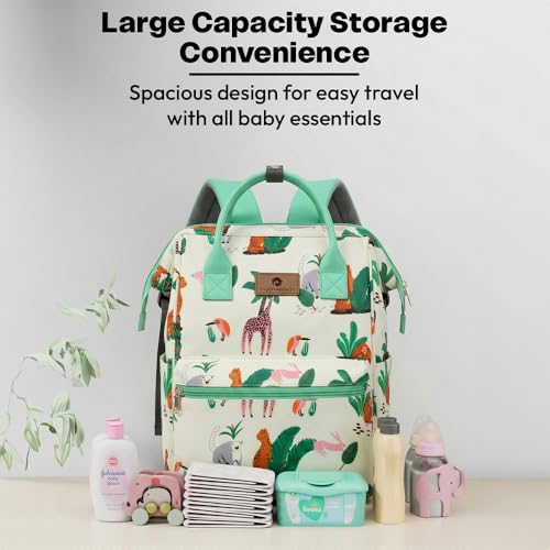 Image of StarAndDaisy Baby Diaper Bag for Mother Travel /Diaper Bags for Mother for Travel with Laptop Pocket, Multi Compartments, Insulated Bottle Pockets, Waterproof, Ultra soft fabric - Green