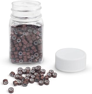 500 Pcs Micro Rings Silicone Lined 5mm Links Beads,Nano Rings Beads for Bonding Hair Extensions (Brown)