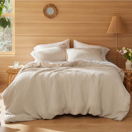 Bedsure Cooling Waffle Duvet Cover King - Cotton Blend Rayon Derived From Bamboo Duvet Cover Ser For Hot Sleepers, Breathable Bedding Set With A Vintage Charm thumb #8