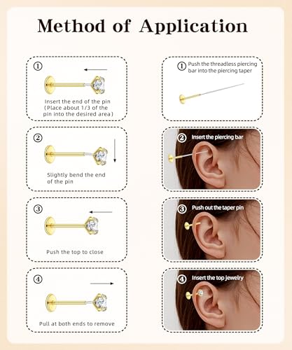 Nose Rings Studs for Women Lip Rings Piercing Jewelry Labret Threadless Nose Stud Surgical Steel Helix Tragus Flat Back Earrings4