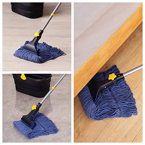 Yocada JHUS-MS01-1 Looped-End String Wet Mop Heavy Duty Cotton Mop Commercial Industrial Grade Telescopic Iron Pole Jaw Clamp Floor Cleaning 55.1 Inch thumb #4