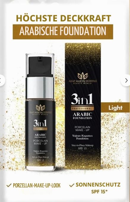 Flüssige Foundation Medium Beige 3-in-1 – Leichte bis mittlere Deckkraft, Natürliches Finish, SPF 15, Für alle Hauttypen, Make-up Foundation mit gleichmäßigem Teint (Light)
