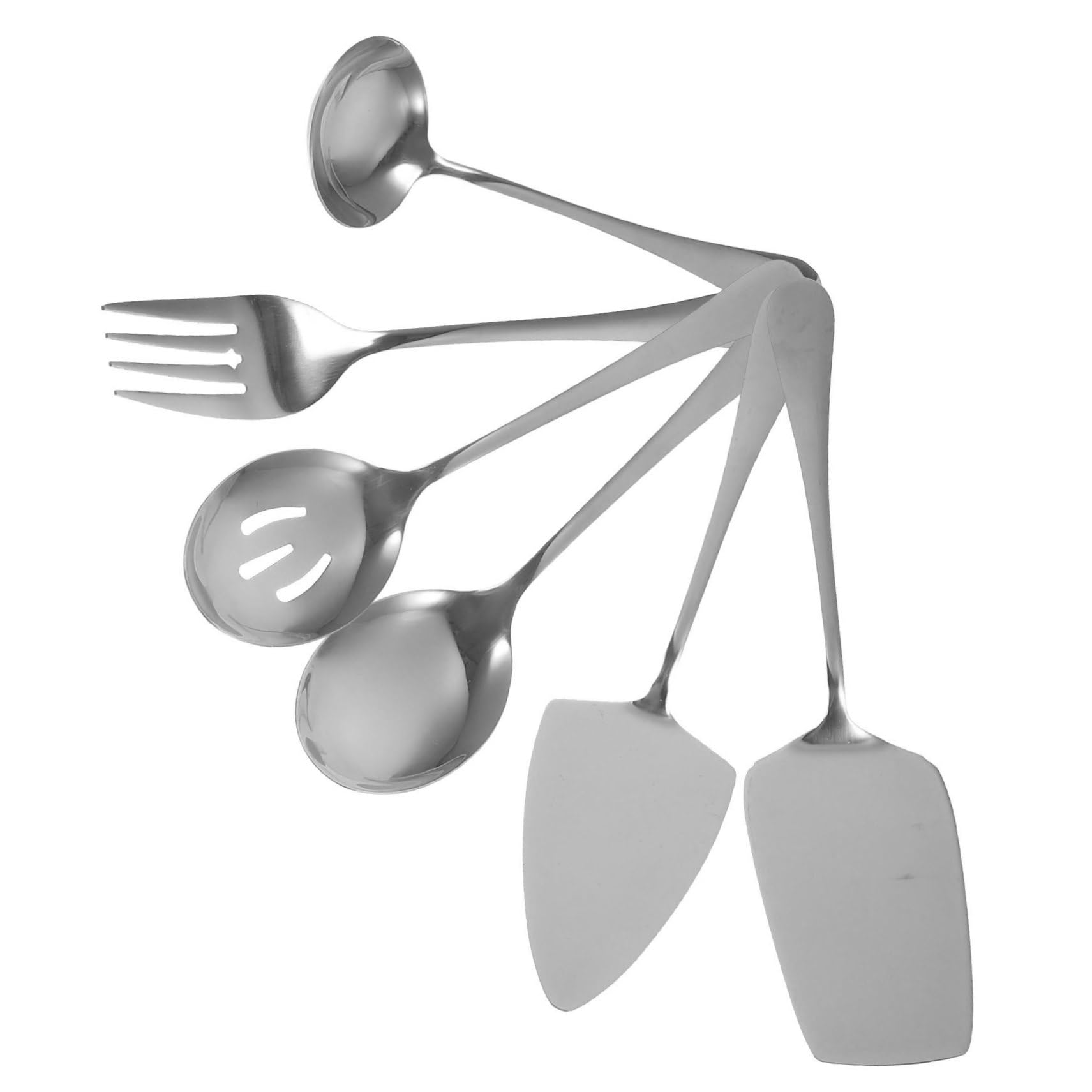 ABOOFAN Posate in Acciaio Inossidabile Per Servire Torte e Dessert Cucchiaio e Forchetta Buffet Per Ristoranti e Feste Design Moderno Essenziale Per Casa e Occasione Speciale