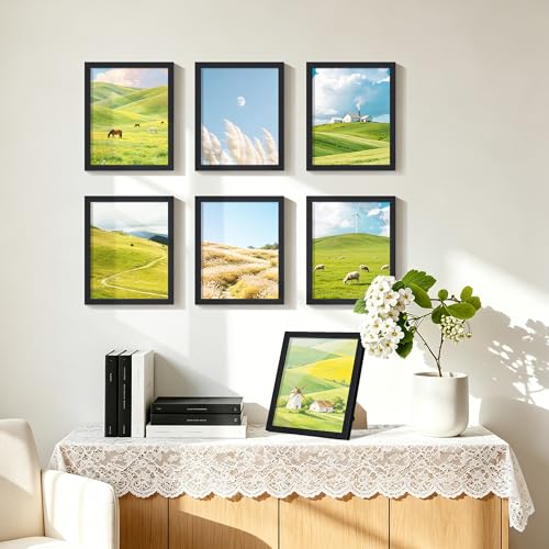 Image of 8x10 Picture Frame Set of 2, Solid Wood Frames, Black Woodgrain