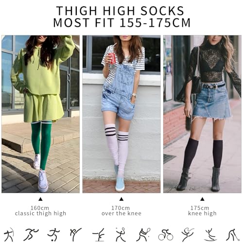 Image of Abodhu Womens Thigh High Socks, Over Knee Socks for Women, Striped Knit Long Tall Stockings, Cosplay Casual Socks