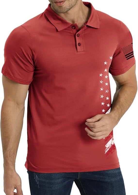 Polo para hombre día de la independencia 4 de julio con bandera americana miniatura 4