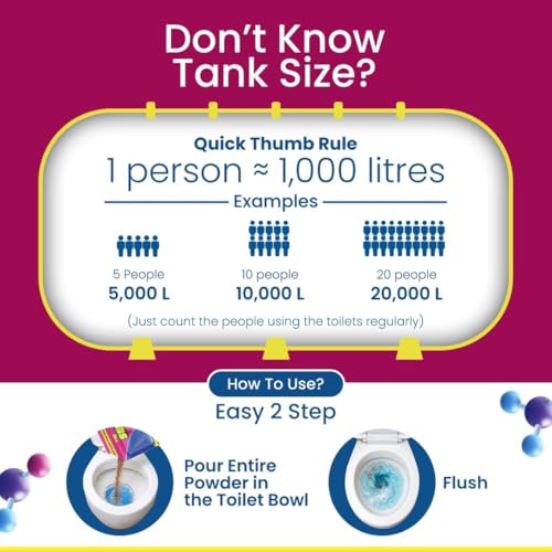 Image of T1B Septic Tank Cleaning Powder - 100X Powerful Formula Microbes & Enzymes, Odour Removal, Prevents Blockages & Clears Drains, Septic Tank Treatment Powder, Tank size 5000 litre, 100g (pack of 1)