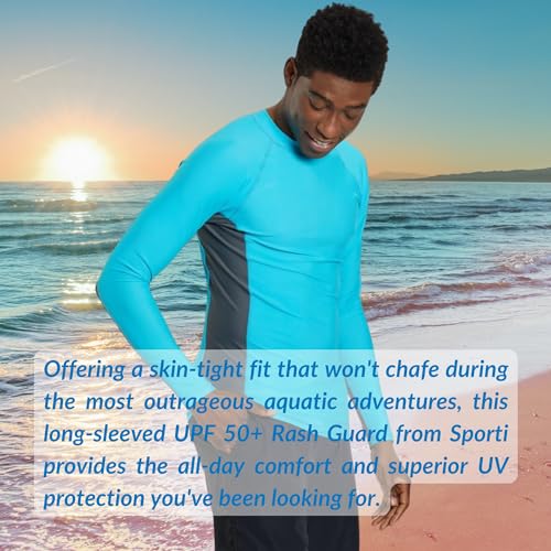 Sporti Men's L/S UPF 50+ Swim Shirt - Rashguard for Men - Comfortable Men's Rash Guard Shirts3