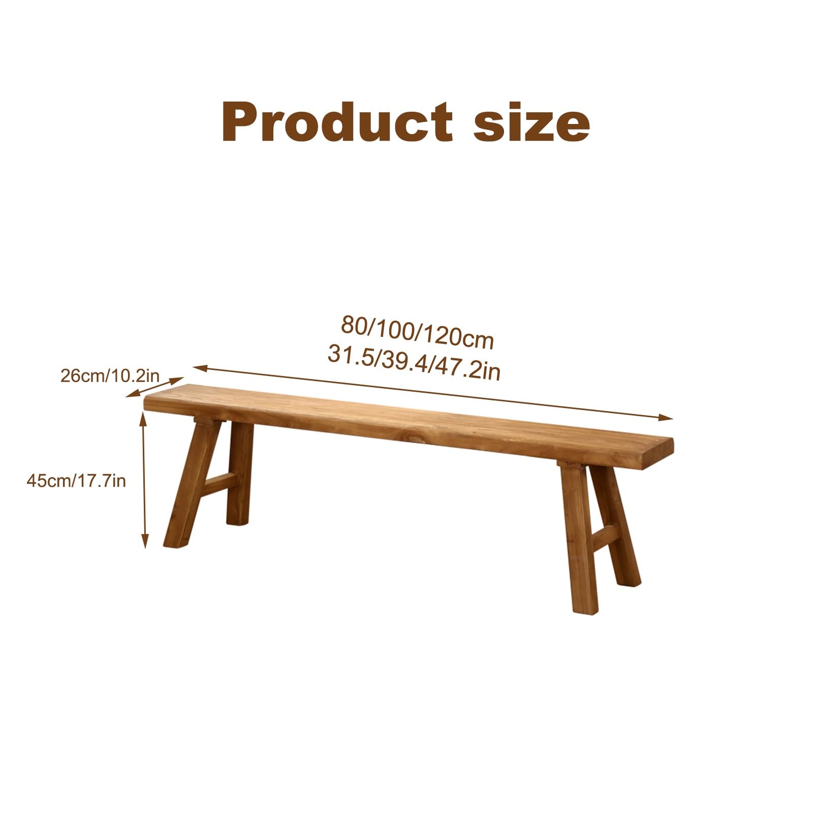 Banc d'entrée de Style campagnard en Bois Naturel Asiatique, Facile à Assembler, idéal pour Une Chambre, Une Salle à Manger, Un Salon, Une Cuisine ou Un Couloir (120 x 25 x 45 cm)
