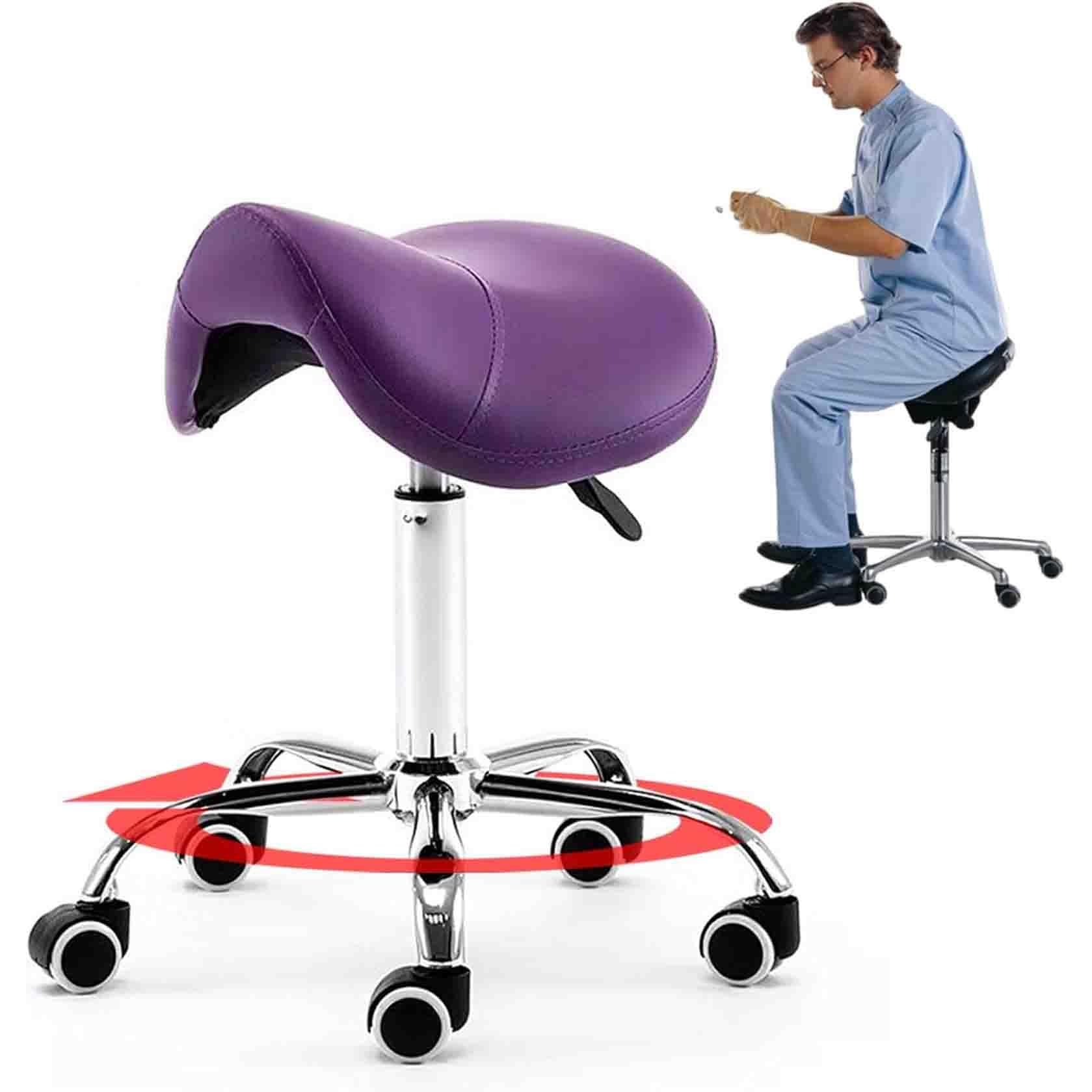 Sedia girevole con seduta a sella per studi dentistici,