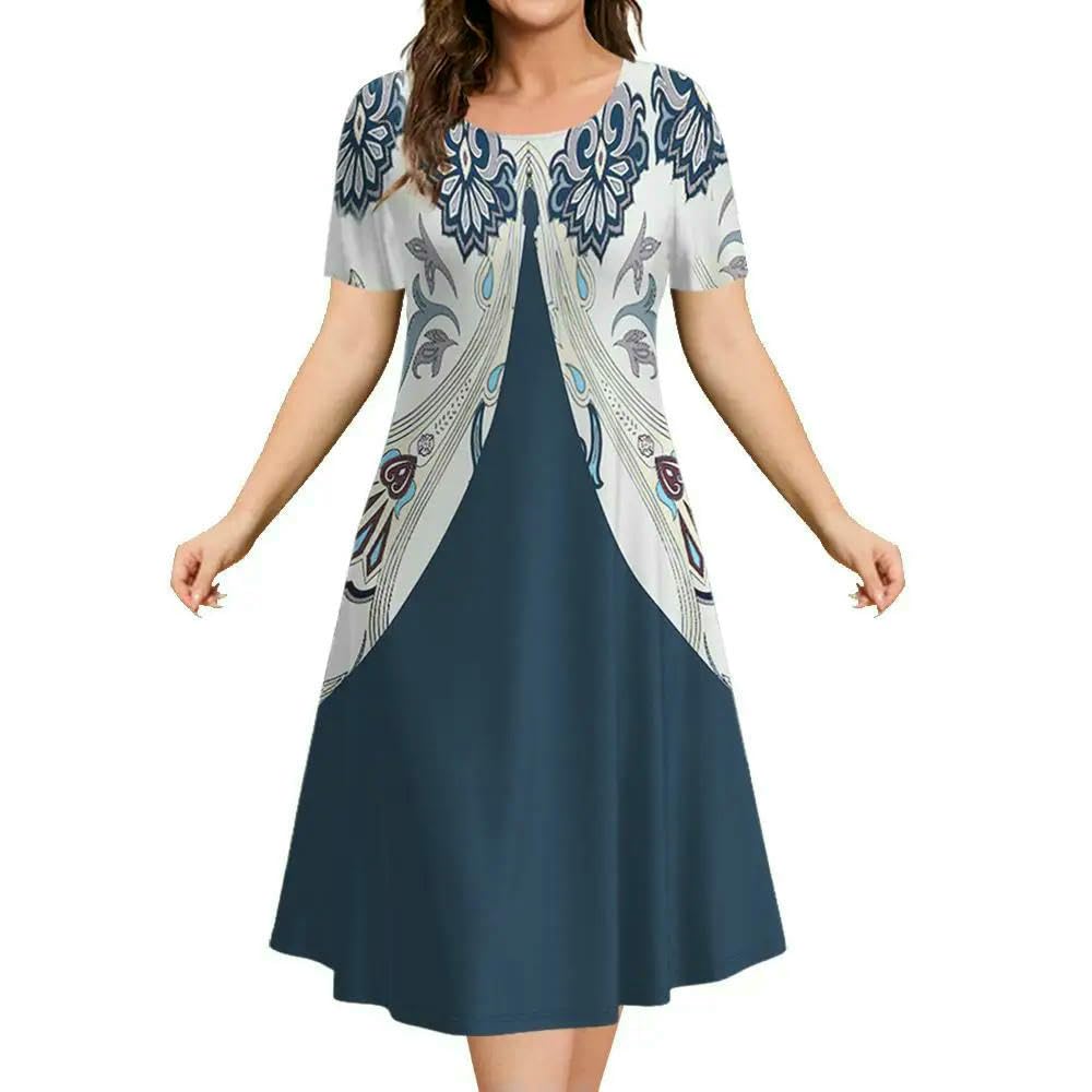 Sukienka boho damska wzór 3D kwiaty na co dzień moda spódnica o linii A letnie sukienki damskie
