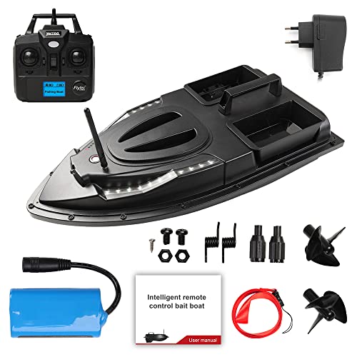 YIWENG Barco de Cebo de Pesca 500m Barco de Cebo de Control Remoto Motor Dual Buscador de Peces 1.5KG Soporte de Carga Crucero automático con luz LED Batería Baja/Recordatorio de desconexión para PE