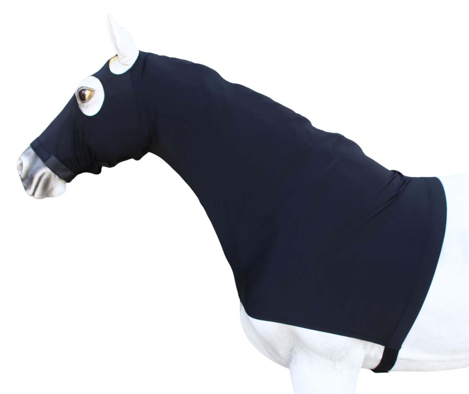 CHALLENGER Large Horse Comfort Stretch Spandex Neck Hood Mane Stay Black