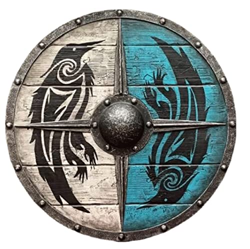 Medieval Viking Shield Viking Dragon Shield Handmade Natural Round Armor Templar Battle for Costume Halloween Cosplay Vintage Home Decor Gifts