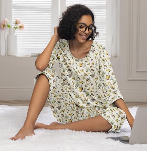 Image of PrinStory Womens Pajama Sets Capri Pjs Soft Lounge Sets XS-4XL