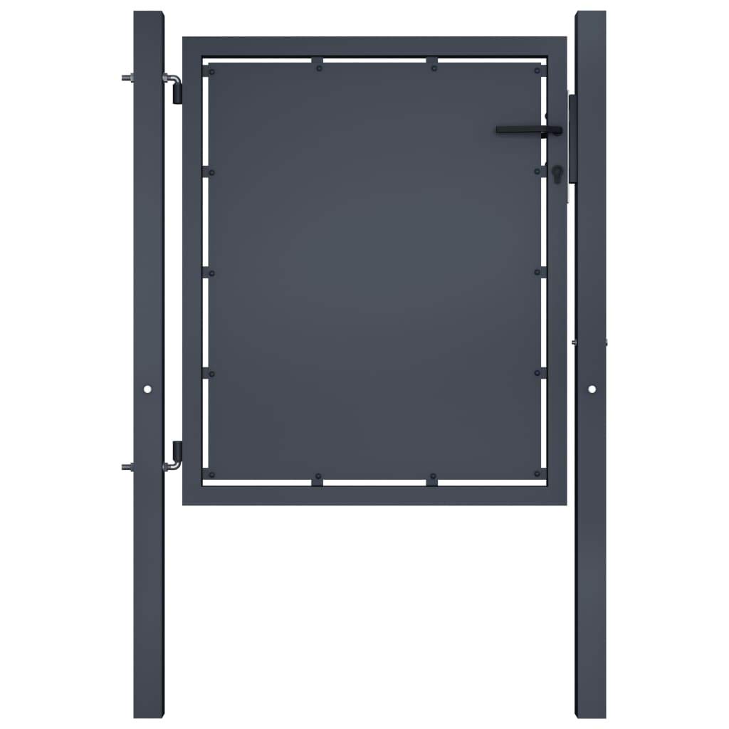 Gartentor Gartentür Hoftor Hoftür Gartenpforte Zauntor Zauntür Doppeltor Tor Garten Zaun Pforte Doppelflügeltor Stahl Anthrazit,100 x 75 cm