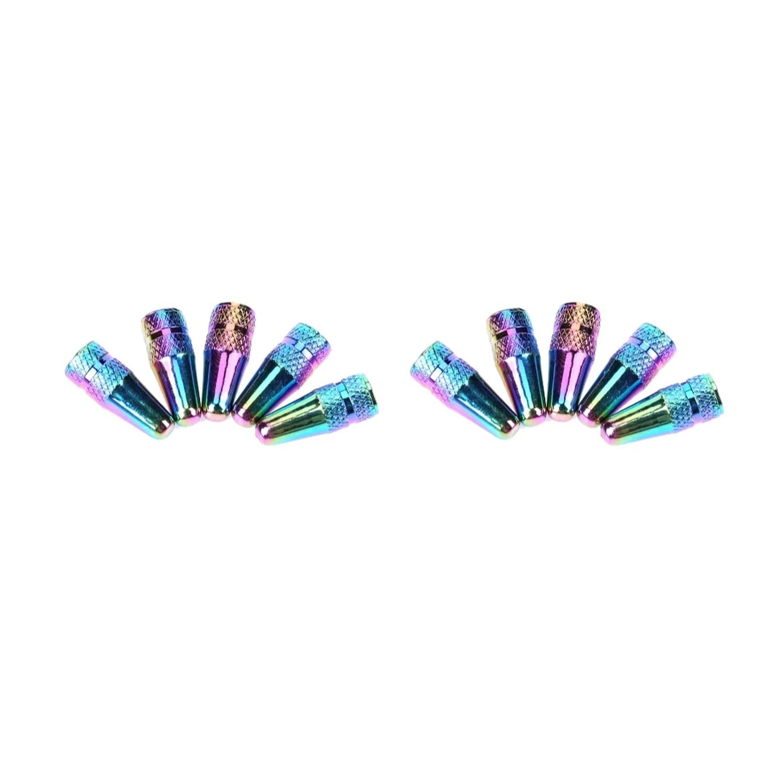 Dymkie 10Pcs Colour 5/10Pcs Bicycle Tire Valve Cap Aluminum High Pressure Caps For Presta Valves Colorful Bike Tyre Cap Mtb Bike(10Pcs Colour)