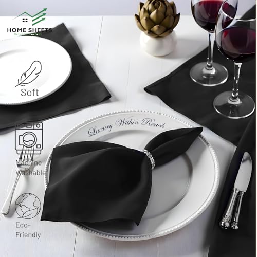 Image of 100% Cotton Dinner Napkins 12x12 Inch, Soft & Durable, Reusable Cloth Napkins for Dining, Events, and Everyday Use (Dark Grey, Set of 50 (12x12))