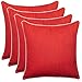 Brandsseller Coussins de jardin décoratifs avec passepoil - Aspect lin uni - Résistant à la saleté et à l'eau - Avec fermeture éclair - 45 x 45 cm - Lot de 4 - Rouge