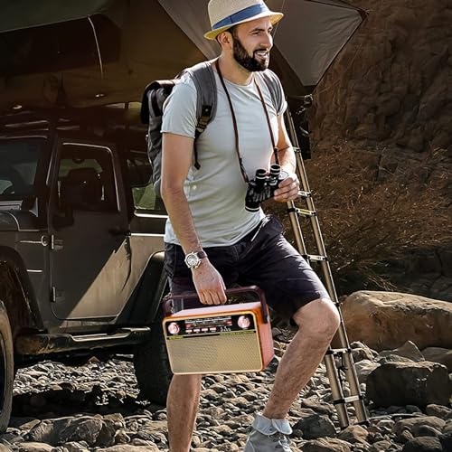 Portable AM FM Radio, Dmyond Rechargeable Small Bluetooth Speaker Portable Shortwave Radio, Loud Speaker, Support AUX/TF Card/USB Playing for Home Outdoor