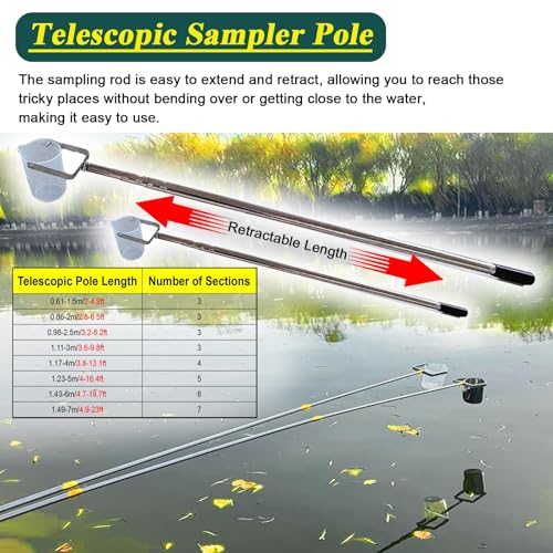 Système d'échantillonnage d'eau télescopique réglable de 0,98 à 2,5 m - 5