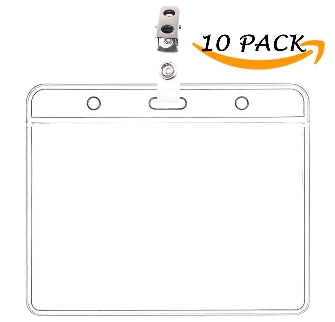 Buy 10 Pack 3x4 Heavy Duty Horizontal Name Tag Badge ID Card Holder ...