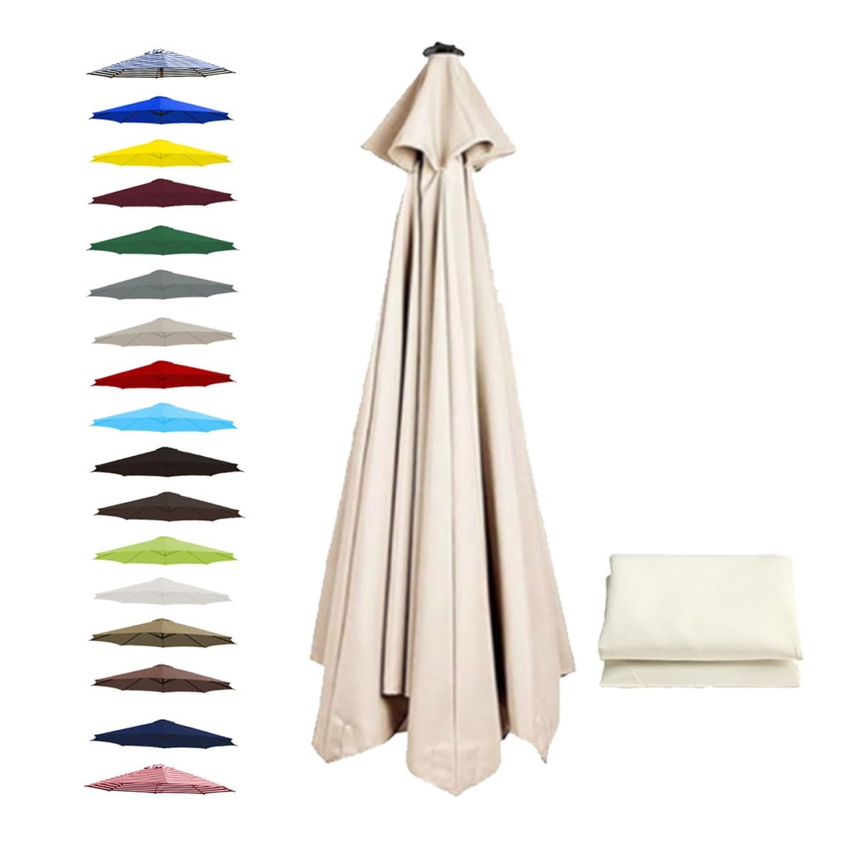 BEEGMA Replacement Parasol Canopy 2.0m 2.50m 2.70m 3.0m Canopy Replacement Top 6 Arms Patio Garden Beach Umbrella Canopy Cover(Color:White,Size:2.50m/8.2FT)