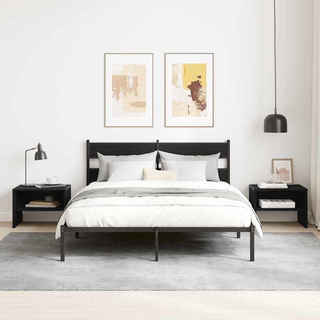 Mesita de noche roble negro de 40x40x30 cm para almacenamiento auxiliar