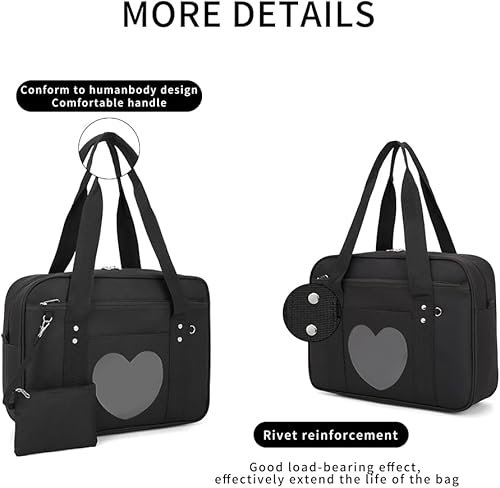 Miniatura 6 de Bolso japonés con ventana en forma de corazón versátil como bolso de hombro para computadora portátil