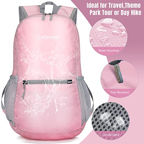 Image of ZOMAKE Ultra Lightweight Hiking Backpack 20L, Packable Small Backpacks Water Resistant Daypack for Women Men(Light Pink)