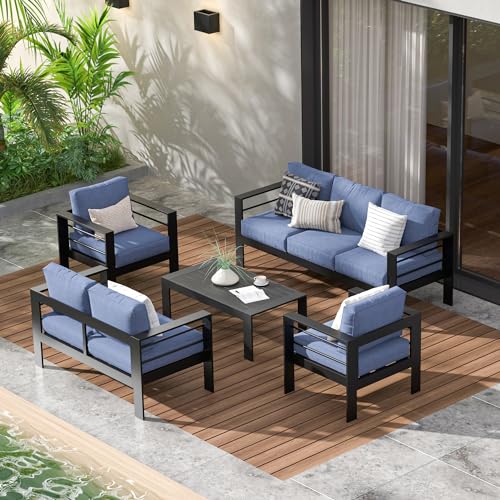 Wisteria Lane Aluminum Outdoor Patio Furniture Set, 7 Seats Moder...