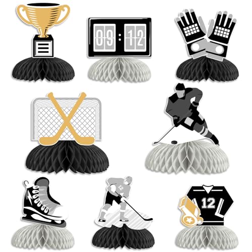 Centre de table hockey sur glace en nid d'abeille pour fête enfant x8
