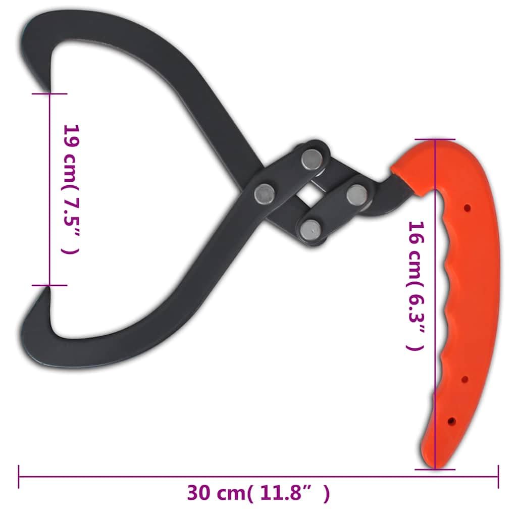 4er Set Holzzange aus Kohlenstoffstahl mit PVC-Griff, 30 cm Greifzange für Brennholz, stabile Holzgreifer für Waldarbeit und Kaminholz