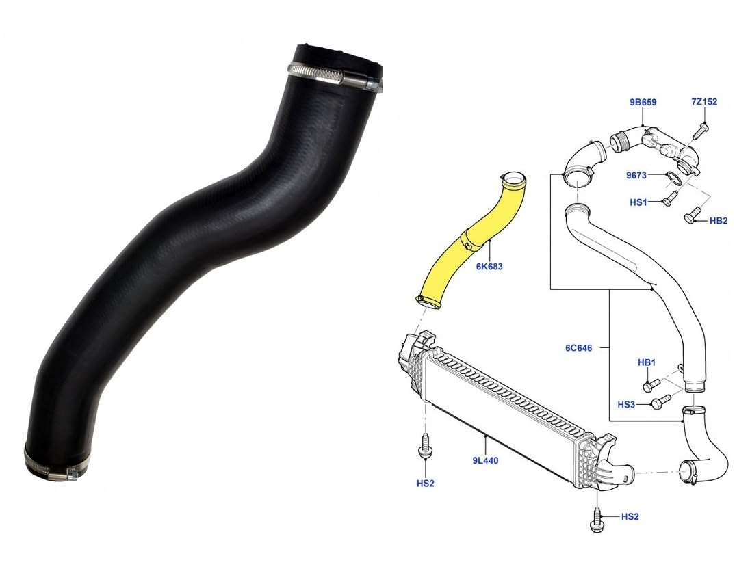 GuusCar Turbo Intercooler Air Duct Hose Pipe Compatibile con Ford Focus 2 C-MAX 1.6 TDCI 6M516K863GC