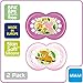 MAM Original Baby Pacifier, Nipple Shape Helps Promote Healthy Oral Development, Sterilizer Case, 2 Pack, 6-16 Months, Crystal/Girl