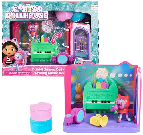 A casa de bonecas de GABBY - a sala de música com 1 figura de DJ capuz, 2 acessórios, 2 caixa surpresa e móveis - 6065830 - brinquedos meninas 3 anos - presente menina 3 anos +
