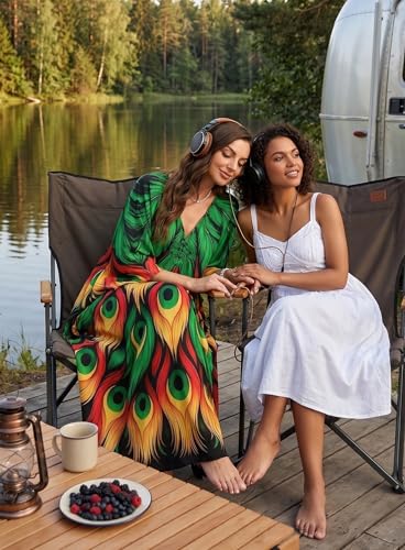 Image of Yanziliu Kaftan Dress for Women,Plus Size Hawaiian Batwing Sleeve Beach Cover Up Summer Swimsuit Dresses