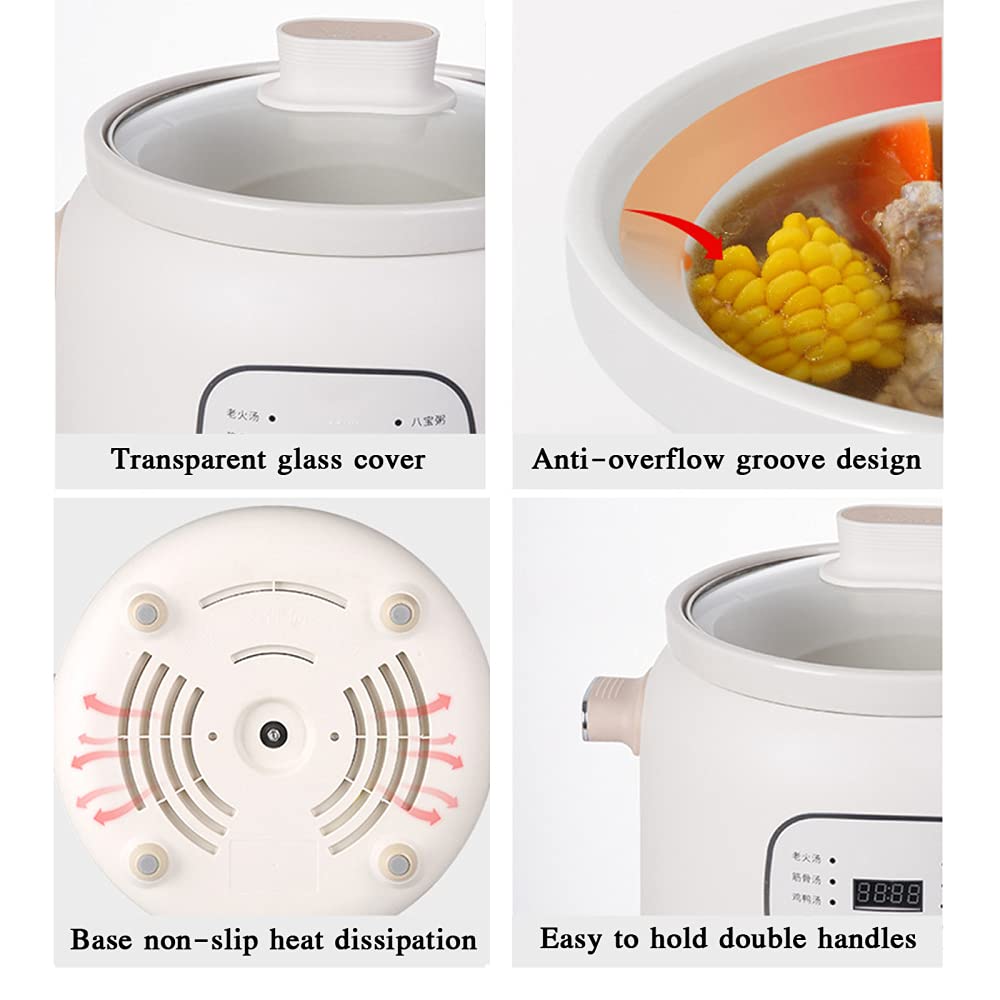 220 watt pentola in ceramica a pentola a cottura lenta |Cooker multifunzionale da 3 litri/stufato/yogurt-timer a 24 ore e auto mantieni lo Stewer elettrico di dimensioni familiari caldi
