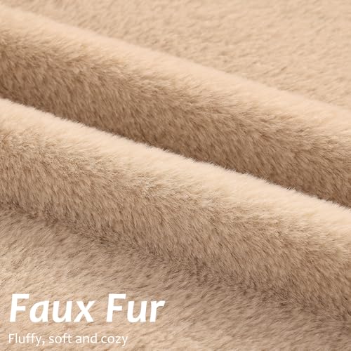 Pallene Faux Fur Plush Throw Pillow Covers 26x26 Set of 2, Soft Fluffy Couch Pillow Covers for Living Room, Khaki