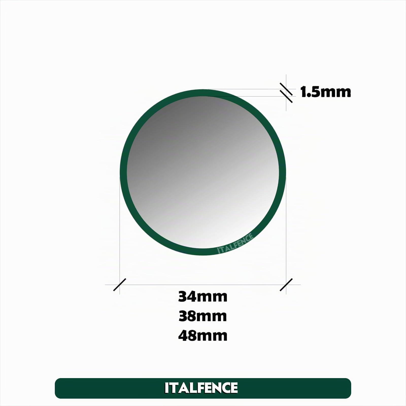 Poste tubo redondo para cercado, plastificado verde (Todas las alturas) [H 200cm, Ø48mm, 10 piezas]