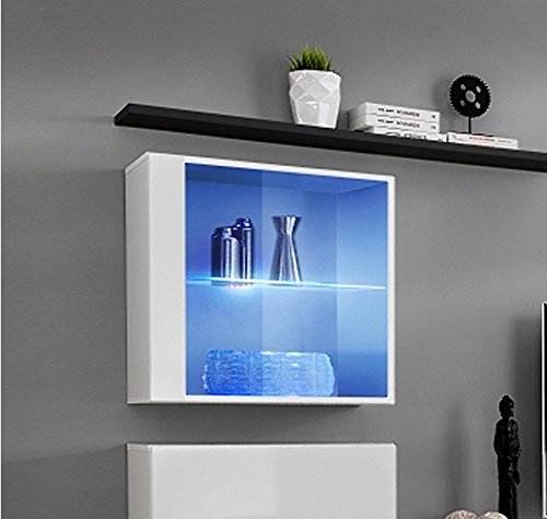 Muebles Bonitos - Mueble Colgante Modelo Berit LD 60x60 en Color Blanco con LED Cover