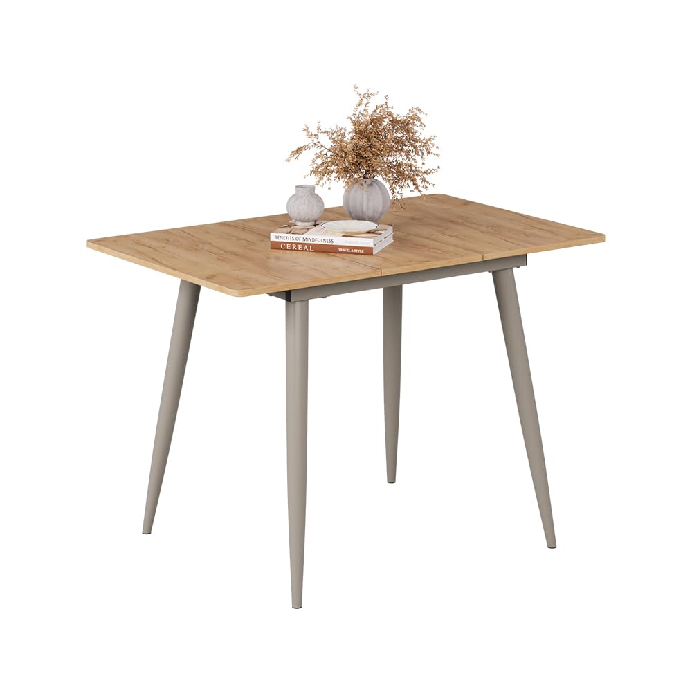 Vicco Stół jadalny "Beaver", Dąb goldkraft/Szary, 80-110 x 70 cm | Możliwość rozbudowy, pour une utilisation flexible comme table à manger ou de travail