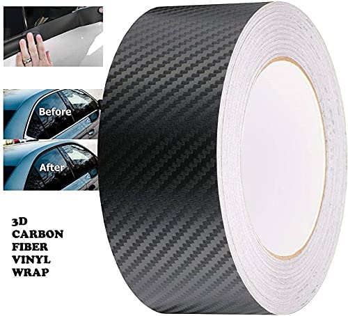 Agog Carbon Fiber Car Wrap Film 3D Black Vinyl Automotive Wrap Film Car Door Sill Protector Bumper Protector Self-Adhesive Vinyl (2inch x 30 feet)