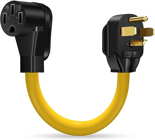 NEMA 14-30P a 14-50R Cable adaptador de cargador EV compatible con EV, 125V250V 4 clavijas de secadora enchufe macho a 50 amperios 4 clavijas EV