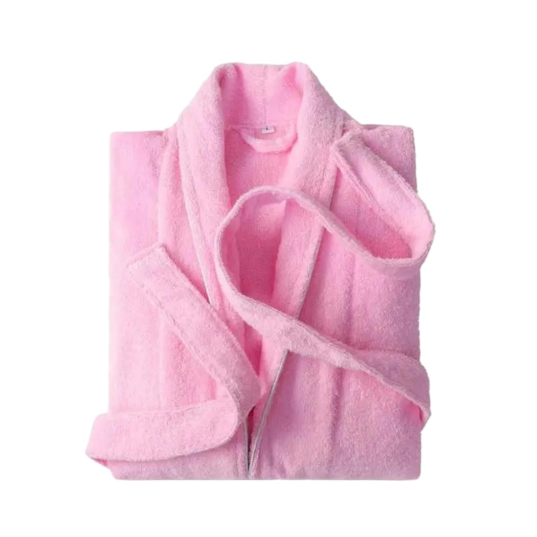 TIANQIHAO Women'S Cotton Terry Bathrobe Solid Towel Kimono Sleepwear Thicken Bridesmaid Robes,Pnnrk-Large