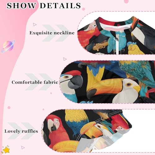 ALAZA Toddler Swimsuit Girl Bathing Suit Swimwear Rash Guard Parrot Toucan Long Sleeve 3T4