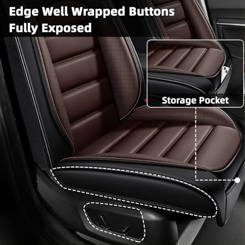 Image of Car Seat Cover Fit for Nissan 370Z 2009-2021,Compatible Airbag Non-Slip Waterproof Seat Cover,Car Seat Protector Premium Interior (Standard 2 Seats,Black Coffee)