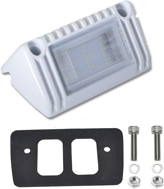 Raycharm 5" RV & Boat ExteriorLED Work Lighting Fixture, 40° Down Angle Flood Beam, 6000K Cool-White Super Bright, 12V/24V DC, High Lumen Output Low Current Draw, Waterproof White Finish, 1-Pack